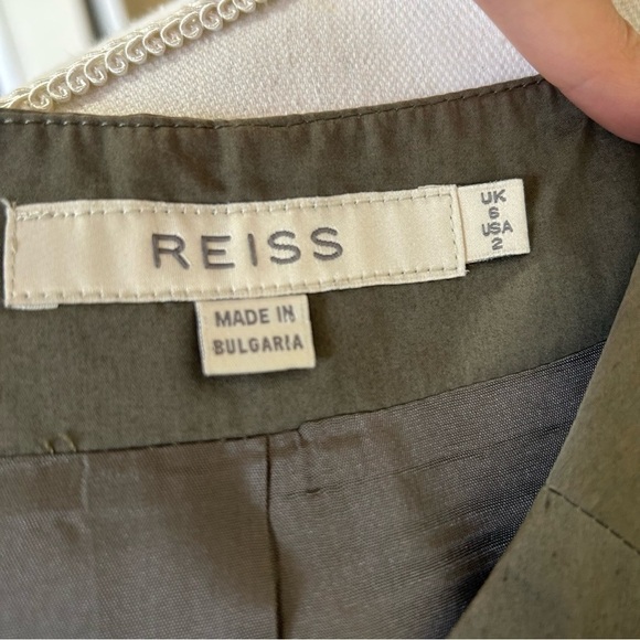 REISS Olive Green Sleeveless Button Down Belted Utility Dress - Picture 2 of 7